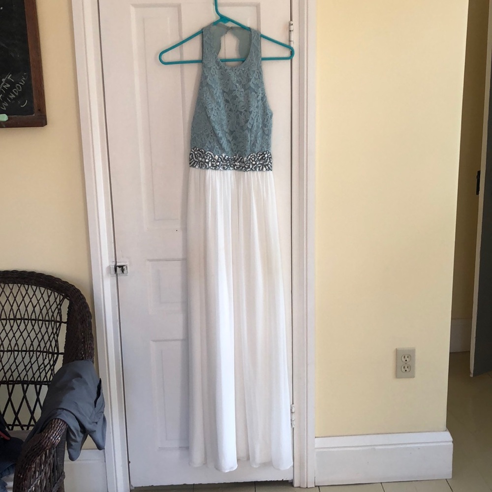 Teal and white prom dress - size 1